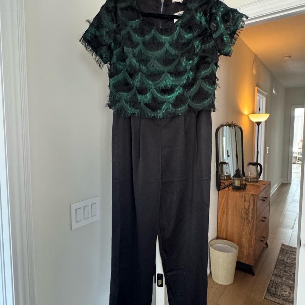 Elegant Black and Green Jumpsuit